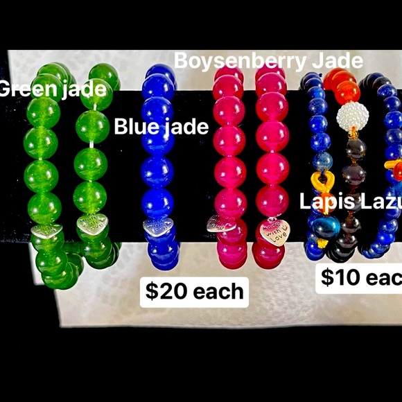 Natural Gemstone bead bracelet,Men and Women Stretchy Bracelet,Genuine Gemstones - Picture 4 of 14